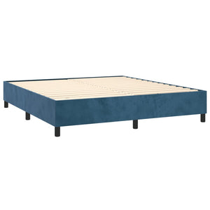 Κρεβάτι Boxspring με Στρώμα Σκούρο Μπλε 200x200 εκ. Βελούδινο - Pakobazaar