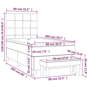 Κρεβάτι Boxspring με Στρώμα Σκούρο Πράσινο 80x200 εκ. Βελούδινο - Pakobazaar