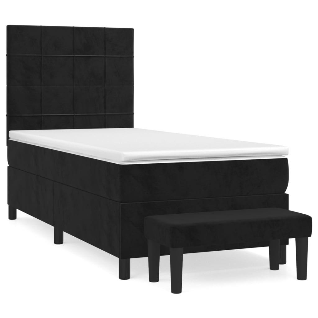 Κρεβάτι Boxspring με Στρώμα Μαύρο 100x200 εκ. Βελούδινο - Pakobazaar
