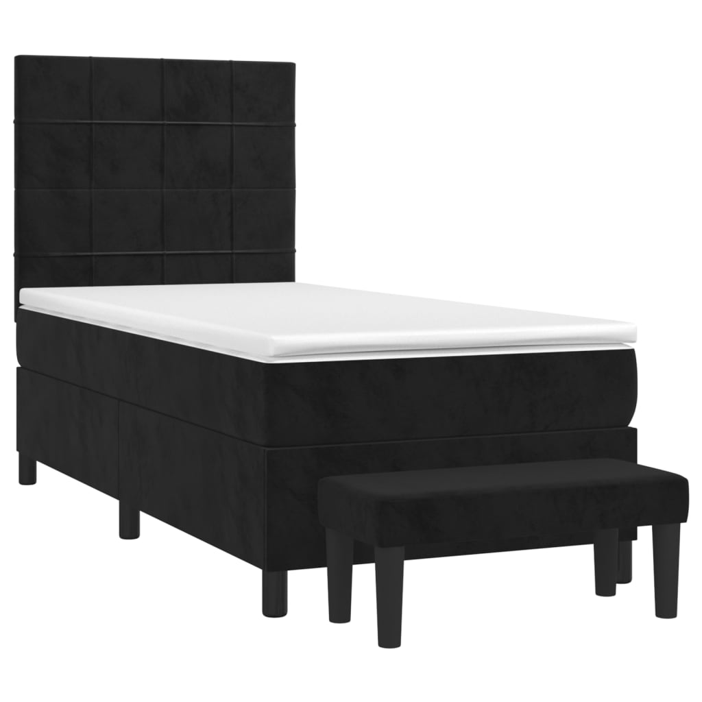 Κρεβάτι Boxspring με Στρώμα Μαύρο 100x200 εκ. Βελούδινο - Pakobazaar