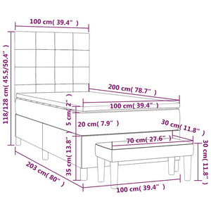 Κρεβάτι Boxspring με Στρώμα Σκούρο Πράσινο 100x200εκ. Βελούδινο - Pakobazaar