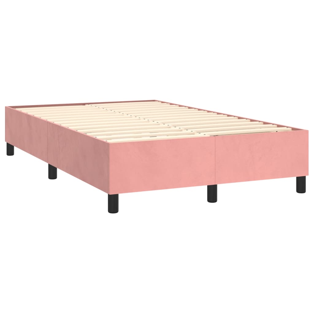 Κρεβάτι Boxspring με Στρώμα Ροζ 120x200 εκ. Βελούδινο - Pakobazaar