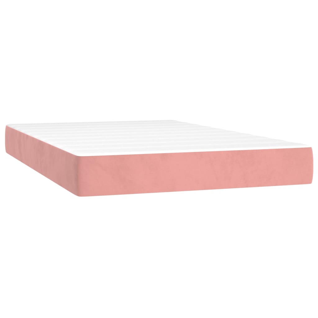 Κρεβάτι Boxspring με Στρώμα Ροζ 120x200 εκ. Βελούδινο - Pakobazaar