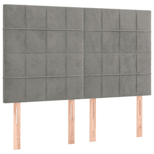 Κρεβάτι Boxspring με Στρώμα Ανοιχτό Γκρι 140x190 εκ. Βελούδινο