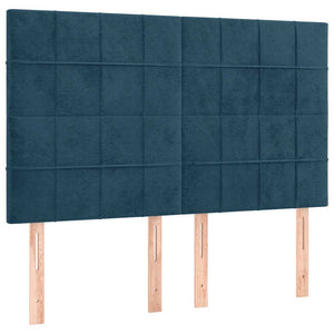 Κρεβάτι Boxspring με Στρώμα Σκούρο Μπλε 140x190 εκ. Βελούδινο - Pakobazaar