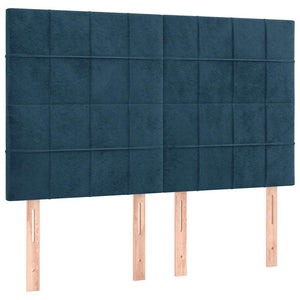Κρεβάτι Boxspring με Στρώμα Σκούρο Μπλε 140x200 εκ. Βελούδινο - Pakobazaar