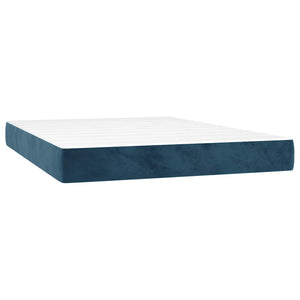Κρεβάτι Boxspring με Στρώμα Σκούρο Μπλε 140x200 εκ. Βελούδινο - Pakobazaar