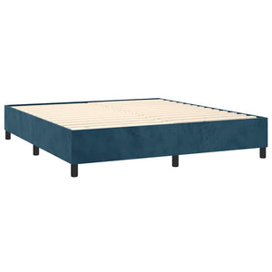 Κρεβάτι Boxspring με Στρώμα Σκούρο Μπλε 160x200 εκ. Βελούδινο - Pakobazaar