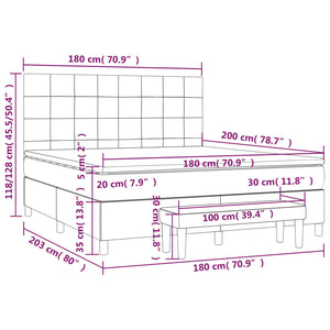 Κρεβάτι Boxspring με Στρώμα Μαύρο 180x200 εκ. Βελούδινο
