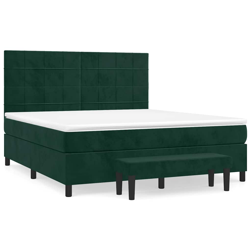 Κρεβάτι Boxspring με Στρώμα Σκούρο Πράσινο 180x200εκ. Βελούδινο - Pakobazaar