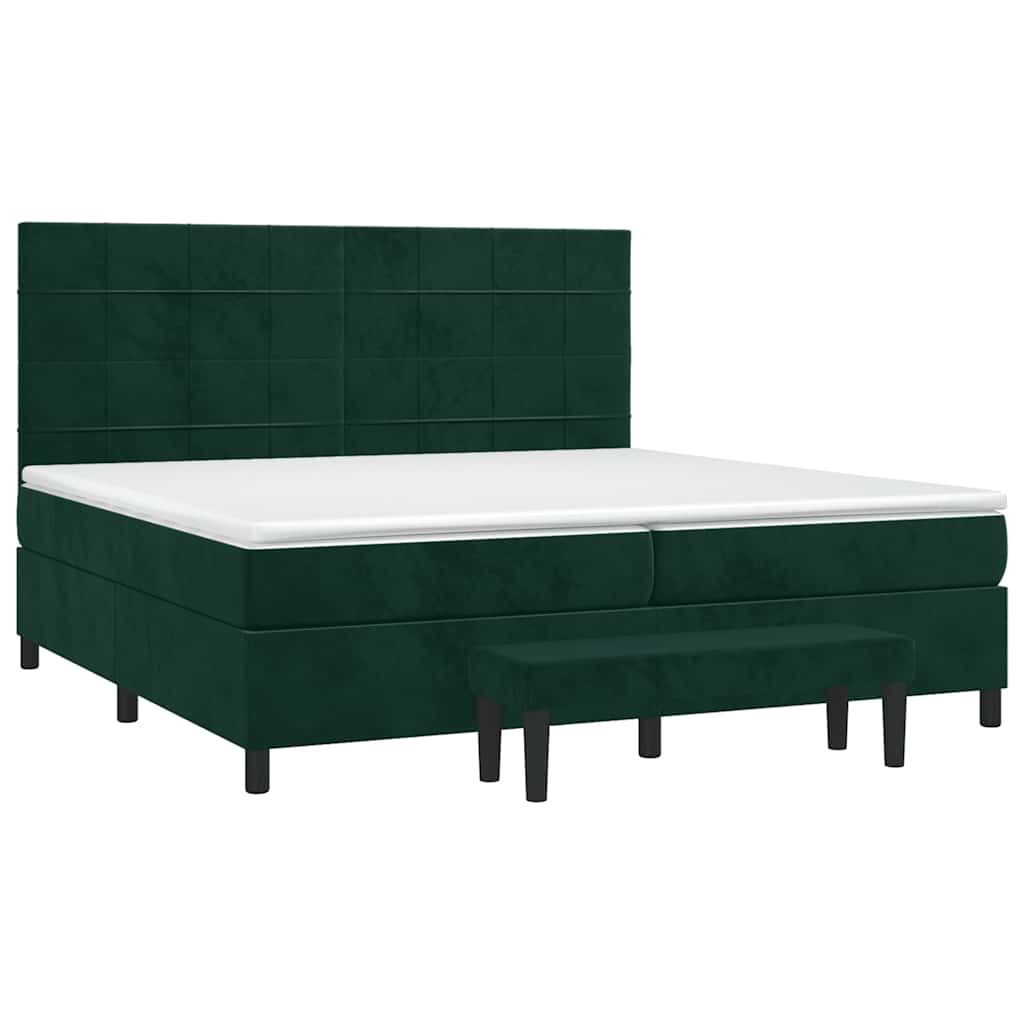 Κρεβάτι Boxspring με Στρώμα Σκούρο Πράσινο 200x200εκ. Βελούδινο - Pakobazaar
