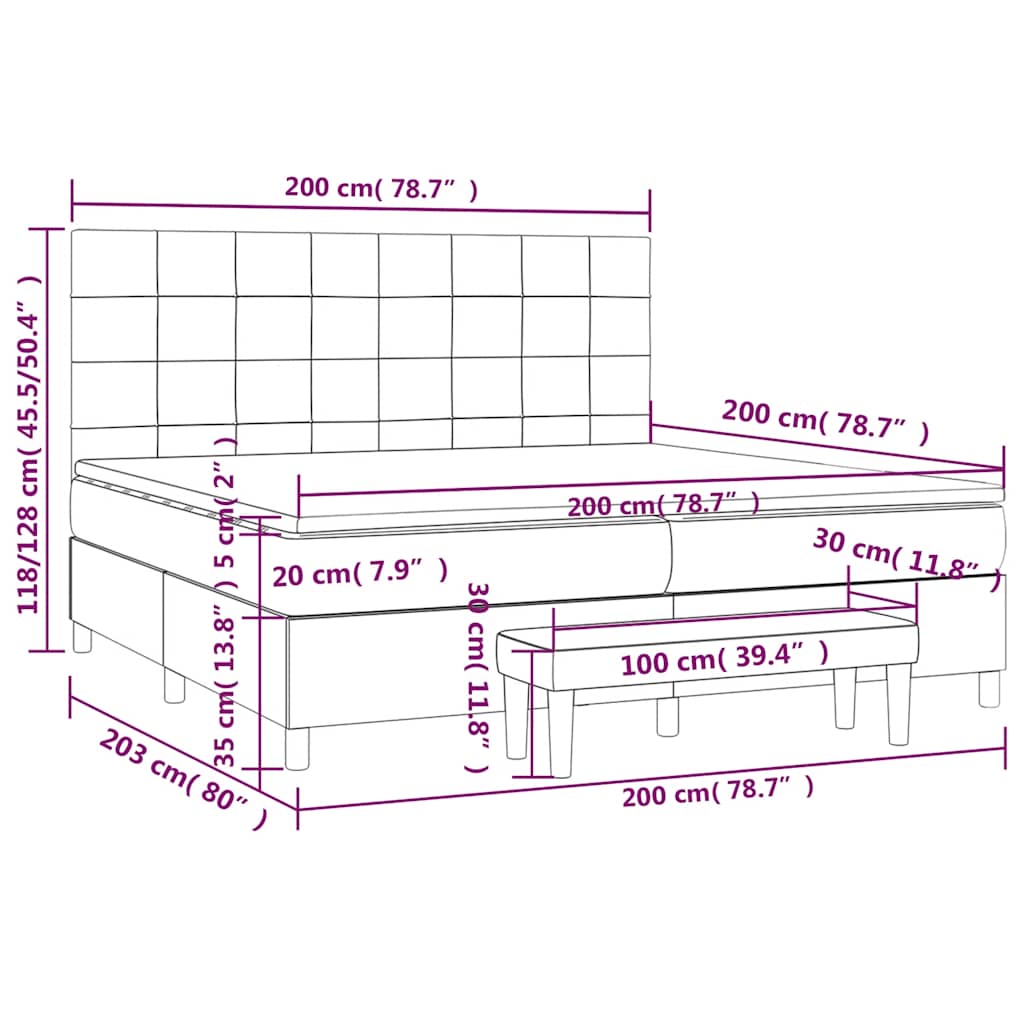Κρεβάτι Boxspring με Στρώμα Σκούρο Πράσινο 200x200εκ. Βελούδινο - Pakobazaar