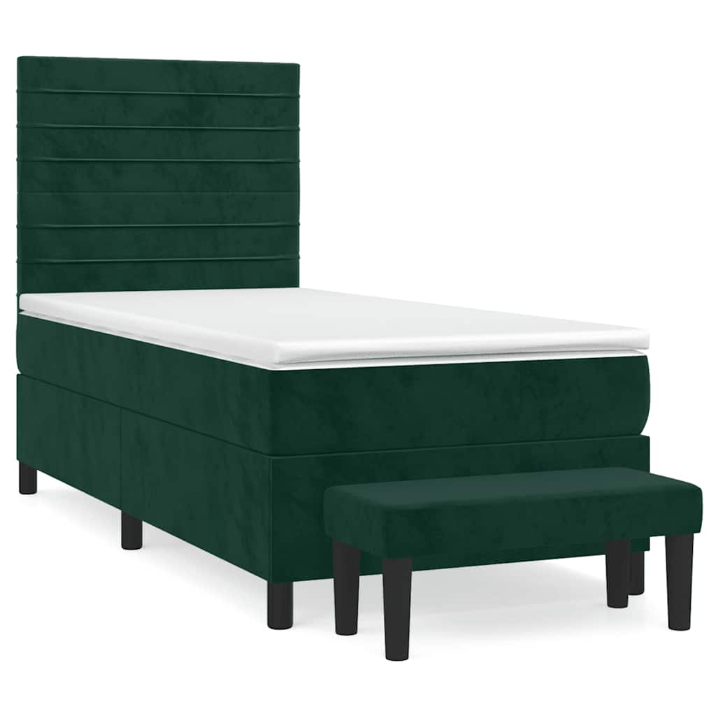 Κρεβάτι Boxspring με Στρώμα Σκούρο Πράσινο 80x200 εκ. Βελούδινο - Pakobazaar