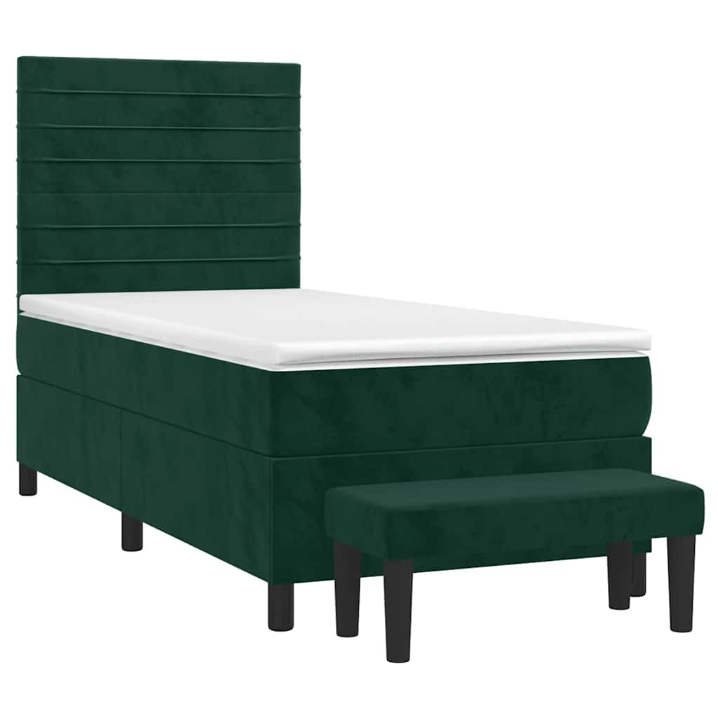 Κρεβάτι Boxspring με Στρώμα Σκούρο Πράσινο 80x200 εκ. Βελούδινο - Pakobazaar