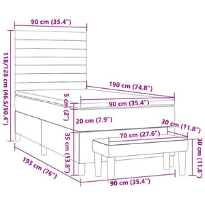 Κρεβάτι Boxspring με Στρώμα Σκούρο Πράσινο 90x200 εκ. Βελούδινο - Pakobazaar