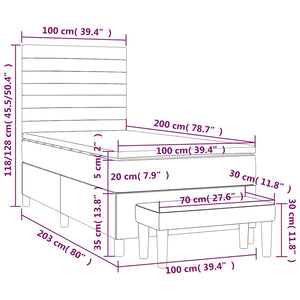 Κρεβάτι Boxspring με Στρώμα Σκούρο Πράσινο 100x200εκ. Βελούδινο - Pakobazaar