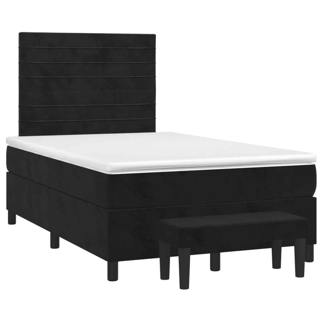 Κρεβάτι Boxspring με Στρώμα Μαύρο 120 x 200 εκ. Βελούδινο
