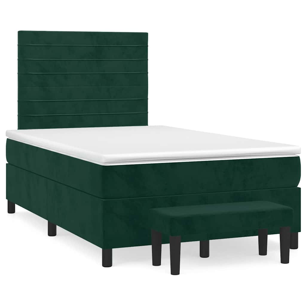 Κρεβάτι Boxspring με Στρώμα Σκούρο Πράσινο 120x200εκ. Βελούδινο - Pakobazaar