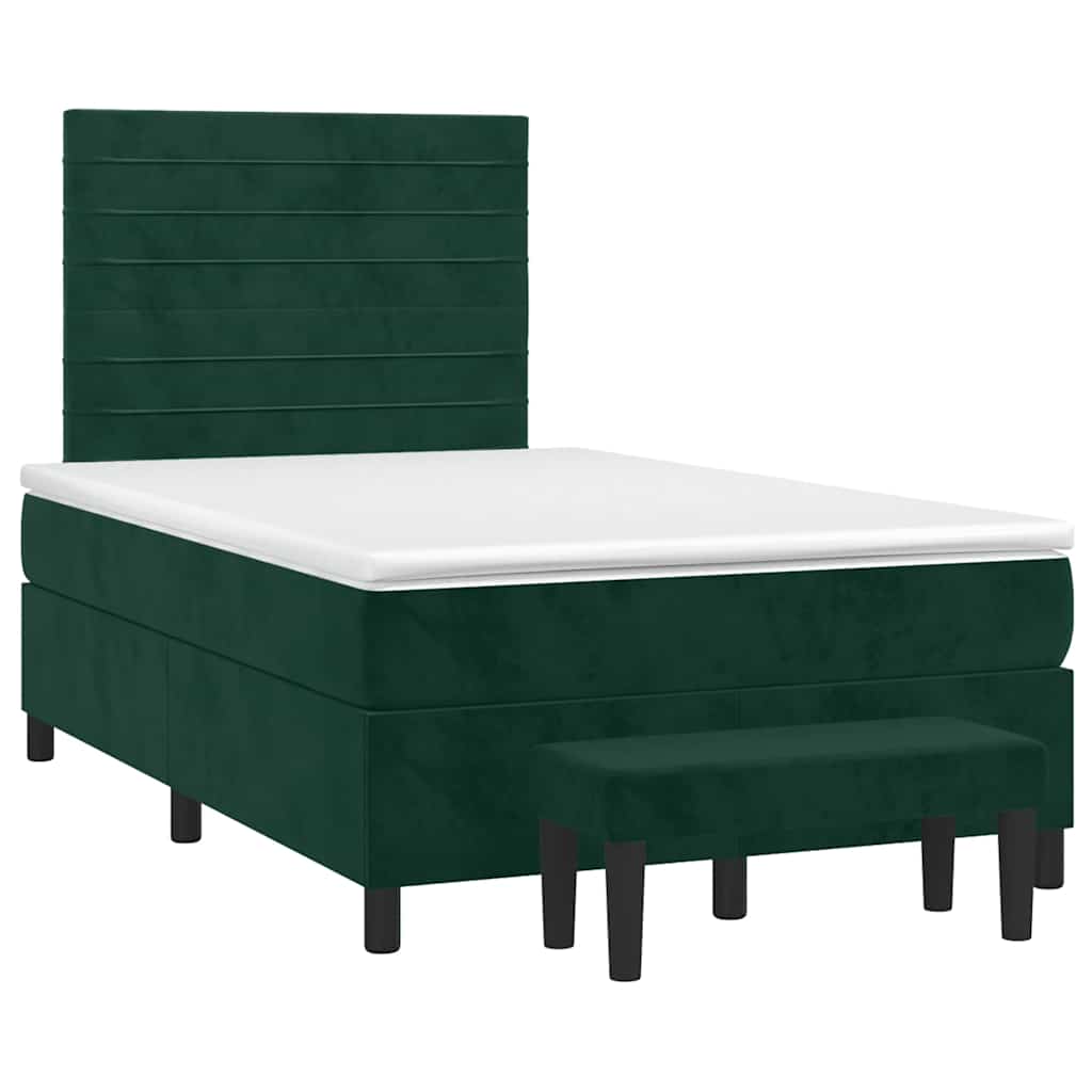 Κρεβάτι Boxspring με Στρώμα Σκούρο Πράσινο 120x200εκ. Βελούδινο - Pakobazaar
