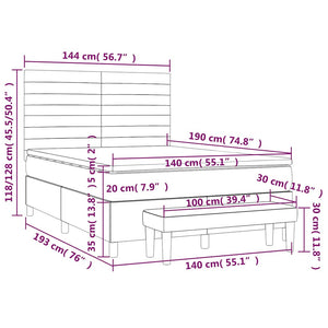 Κρεβάτι Boxspring με Στρώμα Σκούρο Πράσινο 140x190εκ. Βελούδινο