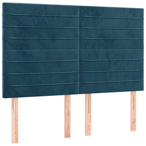 Κρεβάτι Boxspring με Στρώμα Σκούρο Μπλε 140x190 εκ. Βελούδινο - Pakobazaar