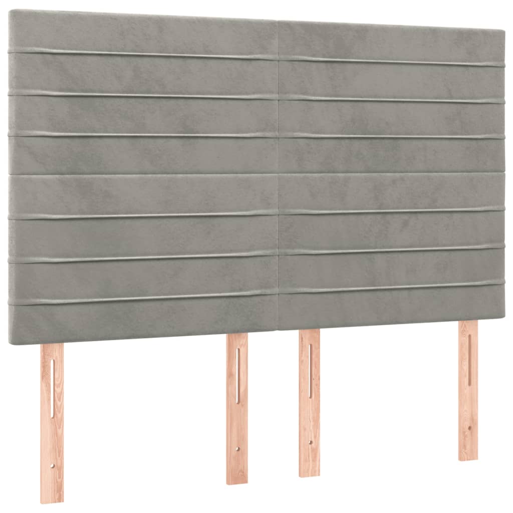 Κρεβάτι Boxspring με Στρώμα Ανοιχτό Γκρι 140x200 εκ. Βελούδινο