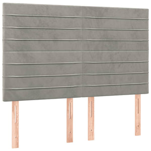 Κρεβάτι Boxspring με Στρώμα Ανοιχτό Γκρι 140x200 εκ. Βελούδινο