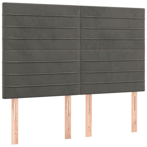 Κρεβάτι Boxspring με Στρώμα Σκούρο Γκρι 140x200 εκ. Βελούδινο