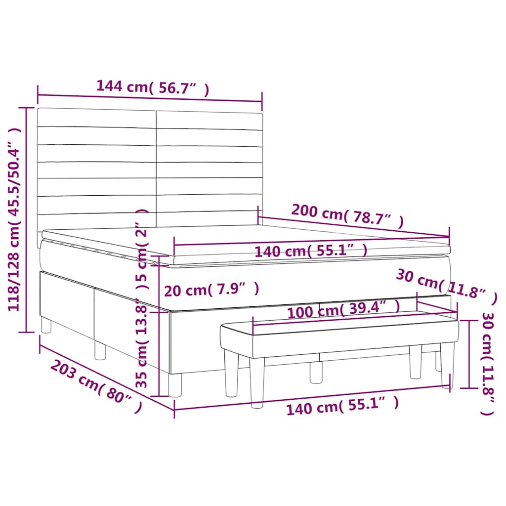 Κρεβάτι Boxspring με Στρώμα Σκούρο Πράσινο 140x200εκ. Βελούδινο - Pakobazaar