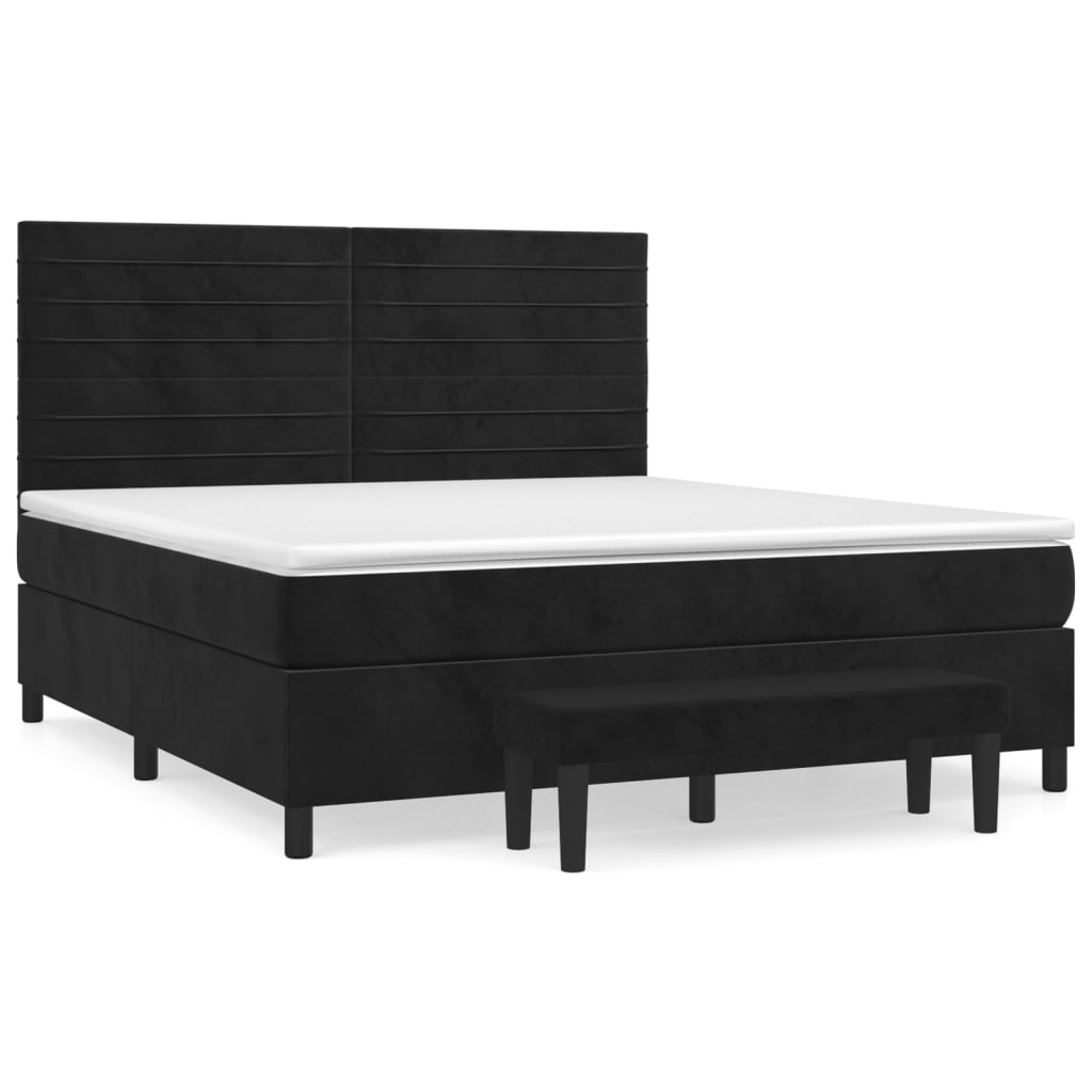 Κρεβάτι Boxspring με Στρώμα Μαύρο 160x200 εκ. Βελούδινο