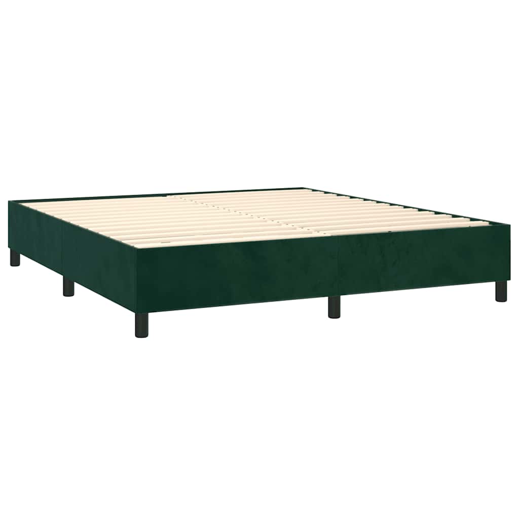 Κρεβάτι Boxspring με Στρώμα Σκούρο Πράσινο 180x200εκ. Βελούδινο