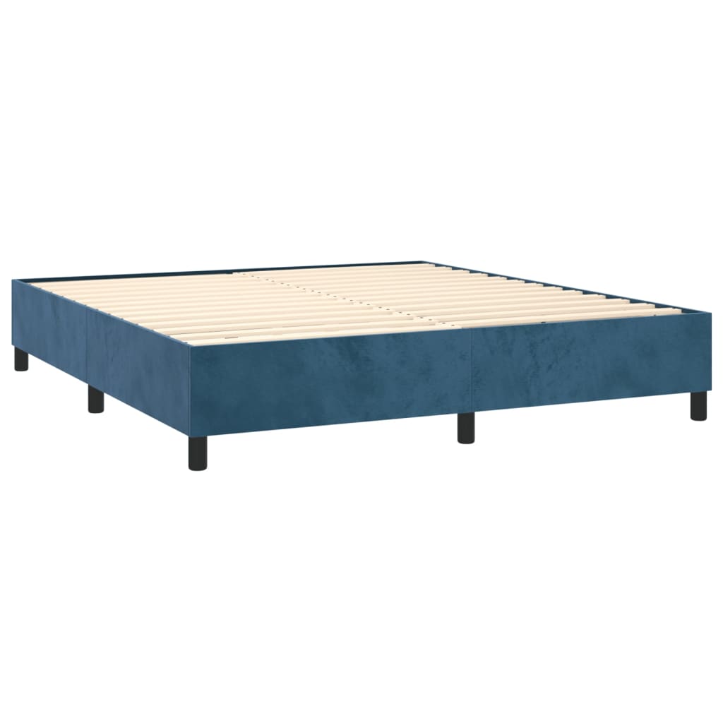 Κρεβάτι Boxspring με Στρώμα Σκούρο Μπλε 180x200 εκ. Βελούδινο