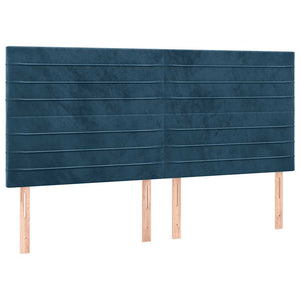 Κρεβάτι Boxspring με Στρώμα Σκούρο Μπλε 180x200 εκ. Βελούδινο
