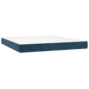 Κρεβάτι Boxspring με Στρώμα Σκούρο Μπλε 180x200 εκ. Βελούδινο