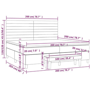Κρεβάτι Boxspring με Στρώμα Σκούρο Γκρι 200x200 εκ. Βελούδινο