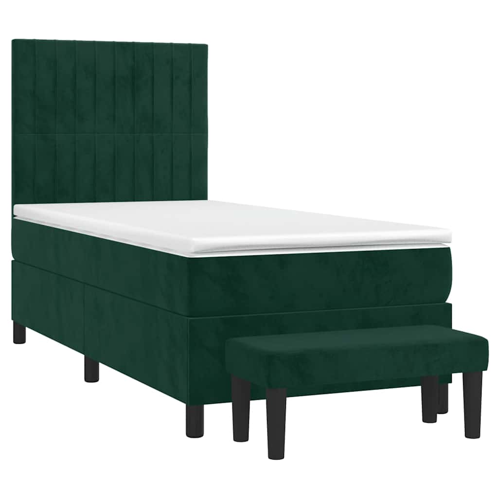 Κρεβάτι Boxspring με Στρώμα Σκούρο Πράσινο 80x200 εκ. Βελούδινο - Pakobazaar