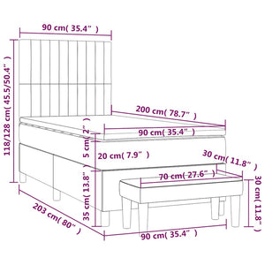 Κρεβάτι Boxspring με Στρώμα Σκούρο Πράσινο 90x200 εκ. Βελούδινο - Pakobazaar