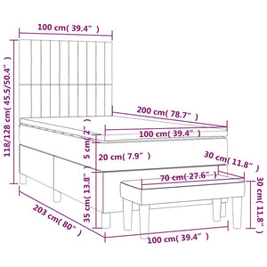 Κρεβάτι Boxspring με Στρώμα Σκούρο Πράσινο 100x200εκ. Βελούδινο - Pakobazaar