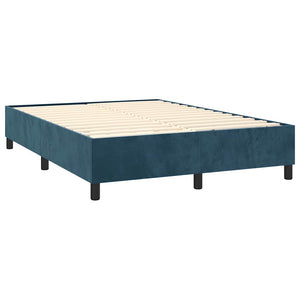Κρεβάτι Boxspring με Στρώμα Σκούρο Μπλε 140x190 εκ. Βελούδινο - Pakobazaar