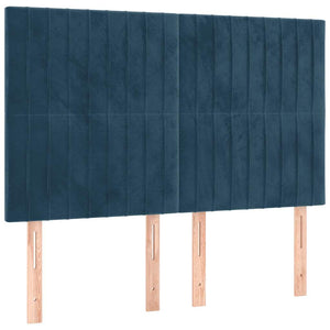 Κρεβάτι Boxspring με Στρώμα Σκούρο Μπλε 140x190 εκ. Βελούδινο - Pakobazaar