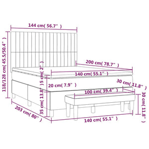 Κρεβάτι Boxspring με Στρώμα Σκούρο Πράσινο 140x200εκ. Βελούδινο