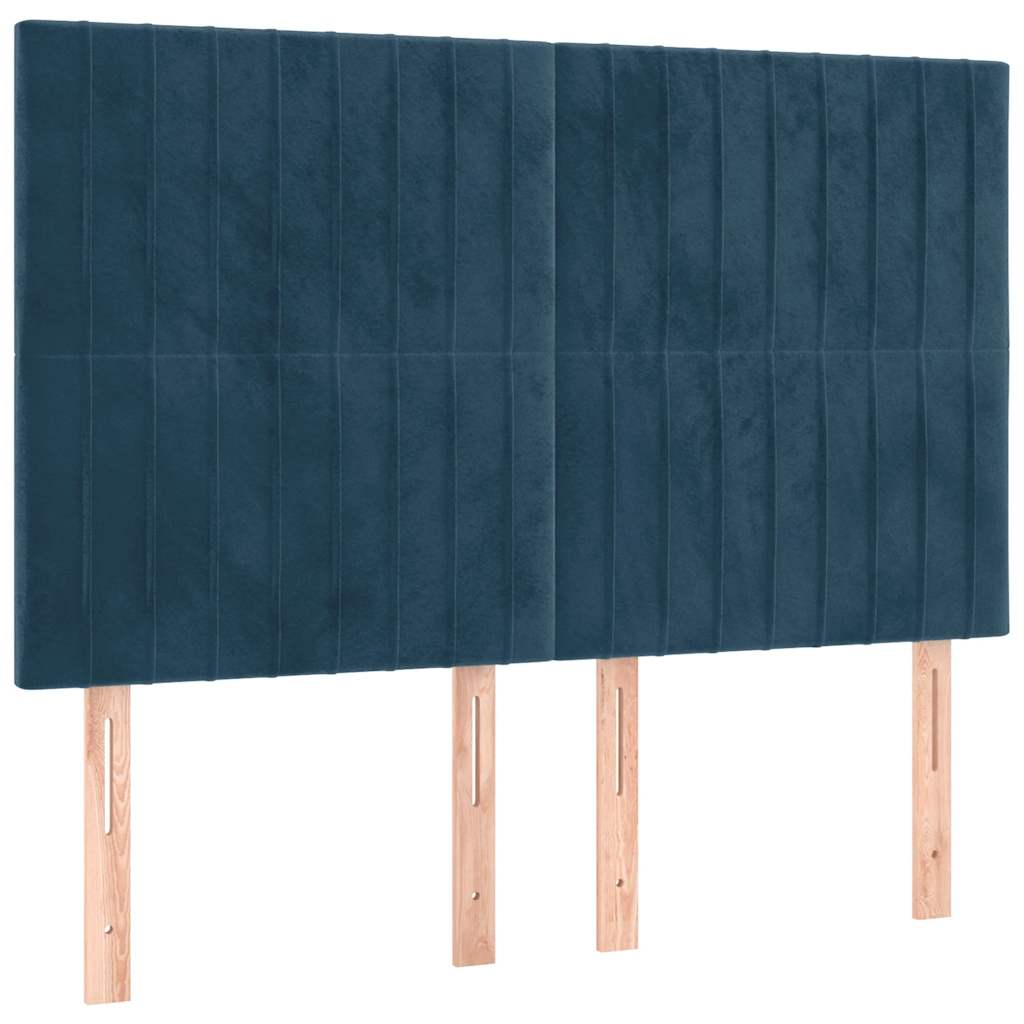 Κρεβάτι Boxspring με Στρώμα Σκούρο Μπλε 140x200 εκ. Βελούδινο - Pakobazaar