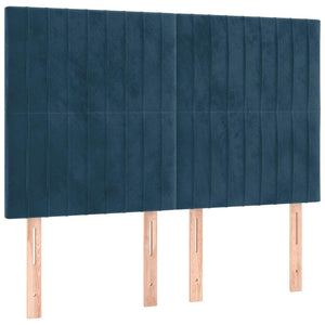 Κρεβάτι Boxspring με Στρώμα Σκούρο Μπλε 140x200 εκ. Βελούδινο - Pakobazaar