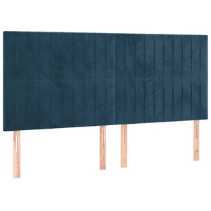 Κρεβάτι Boxspring με Στρώμα Σκούρο Μπλε 160x200 εκ. Βελούδινο - Pakobazaar