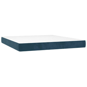 Κρεβάτι Boxspring με Στρώμα Σκούρο Μπλε 160x200 εκ. Βελούδινο - Pakobazaar