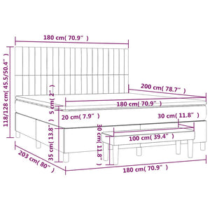 Κρεβάτι Boxspring με Στρώμα Σκούρο Πράσινο 180x200εκ. Βελούδινο