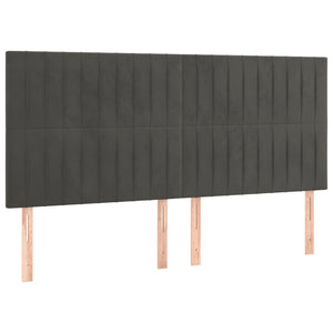 Κρεβάτι Boxspring με Στρώμα Σκούρο Γκρι 200x200 εκ. Βελούδινο