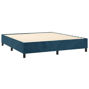 Κρεβάτι Boxspring με Στρώμα Σκούρο Μπλε 200x200 εκ. Βελούδινο - Pakobazaar