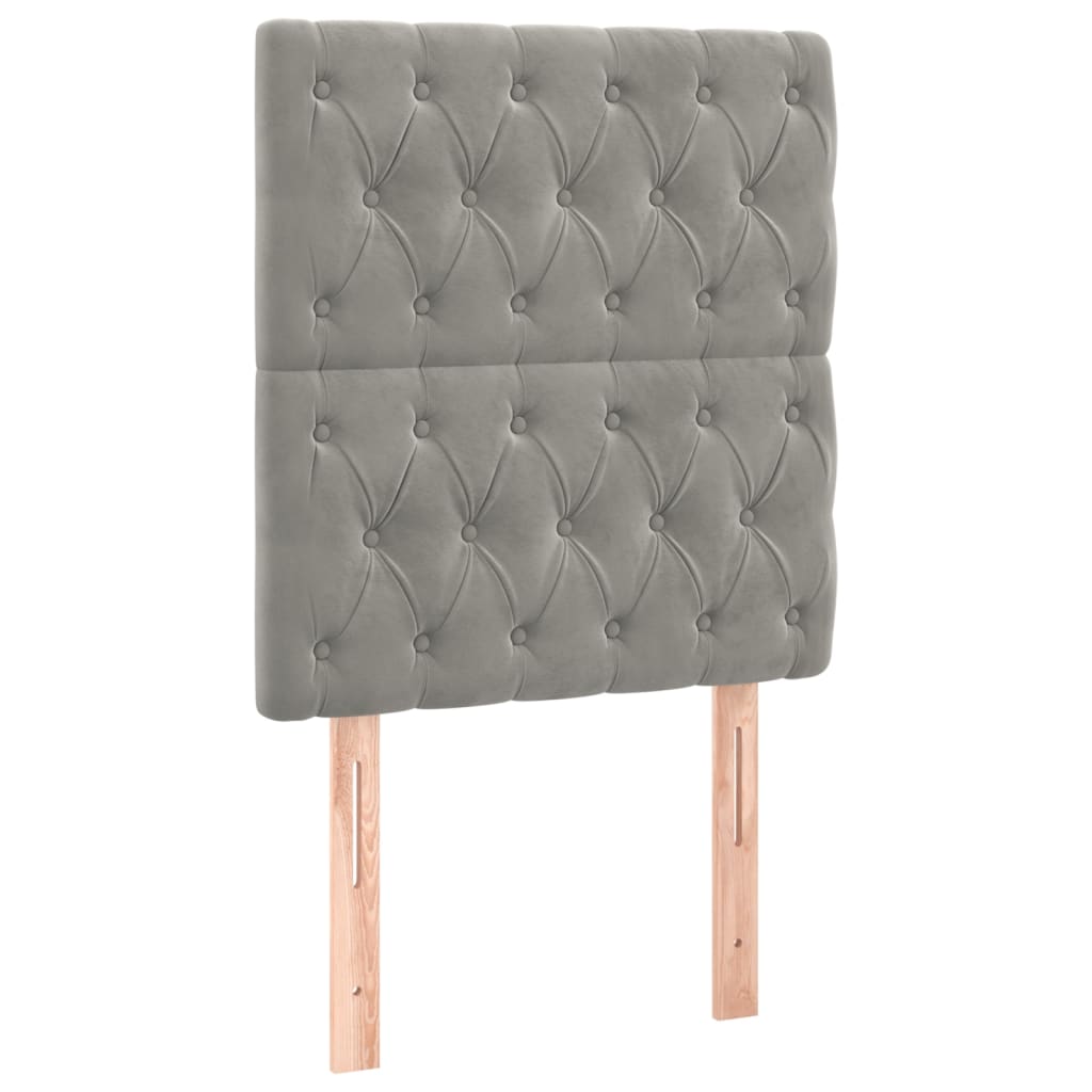 Κρεβάτι Boxspring με Στρώμα Ανοιχτό Γκρι 80x200 εκ. Βελούδινο