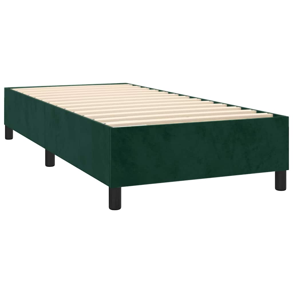 Κρεβάτι Boxspring με Στρώμα Σκούρο Πράσινο 90x200 εκ. Βελούδινο